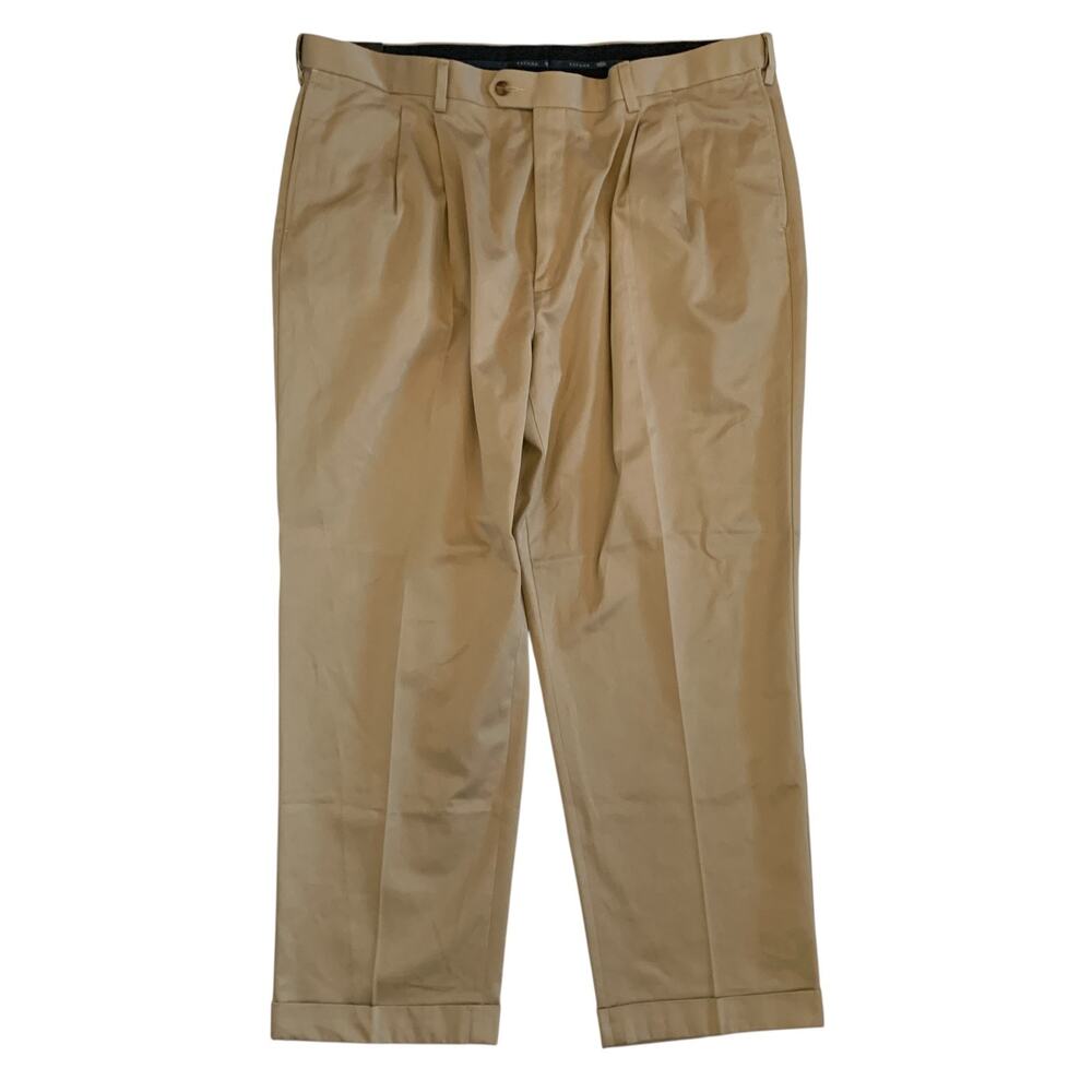 Savane Men's Size 42x30 Pleated Wrinkle Free No Iron Cuffed Dress Pants New